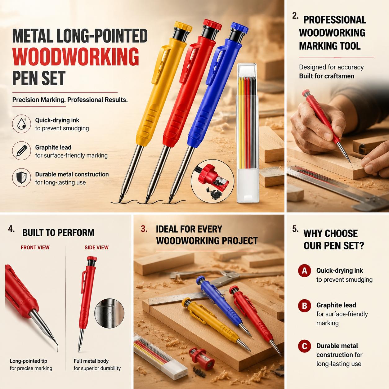 Workshop Tools Engineering - Lápiz Profesional de Metal con Punta