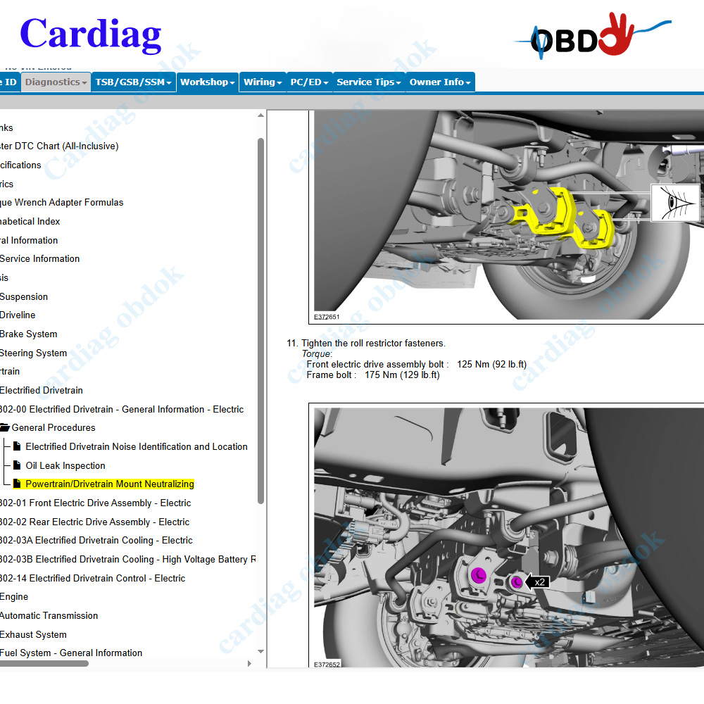 Software en Línea para Ford PT - Workshop Tools Diagram reseña y precio
