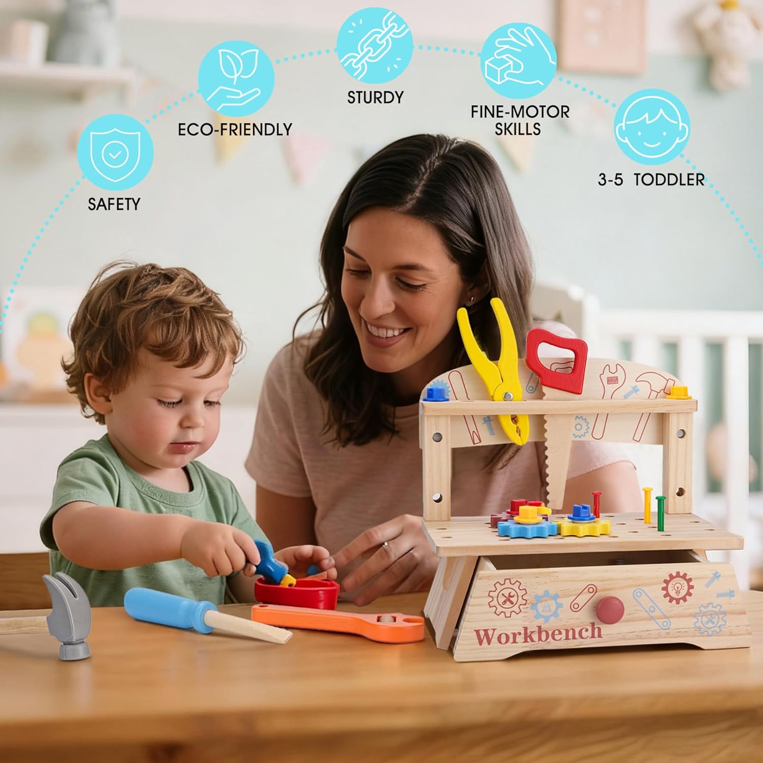 Banco de herramientas de mader - Workshop Tools Toy reseña y precio